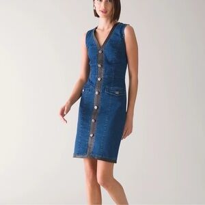 White House Black Market Blue Denim Sleeveless Dress